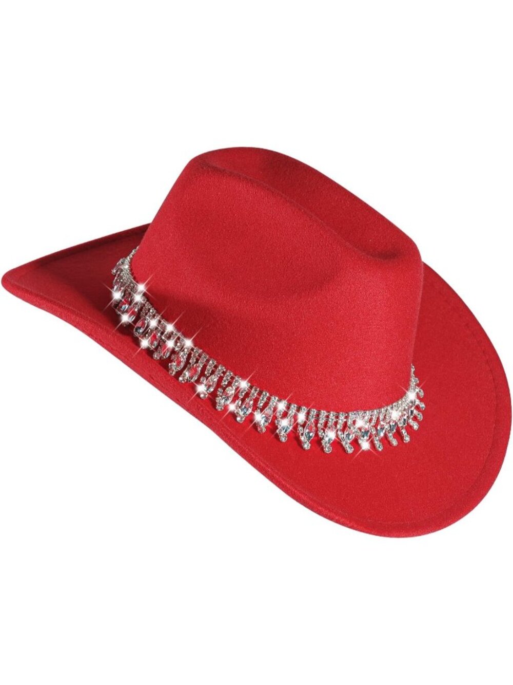 Women's Red Drop Glitter Rhinestone Sparkly Cowboy Western Cowgirl Hat